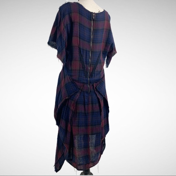 McQ Alexander McQueen Plaid Asymmetric Dress with Raw Hem - Picture 4 of 13